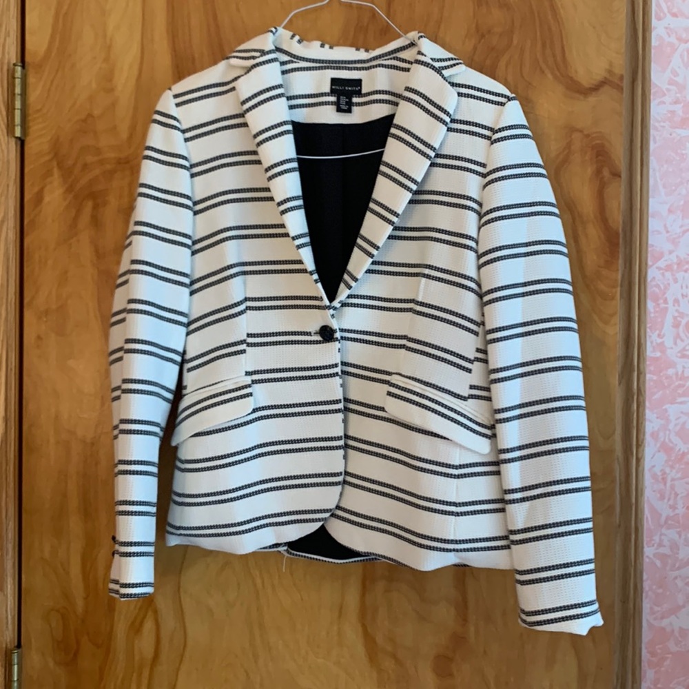 Black and white striped blazer